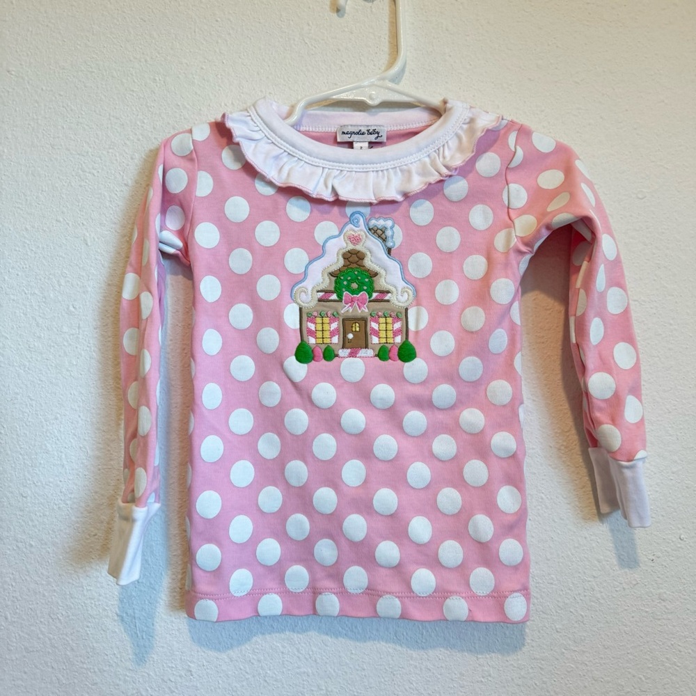 magnolia baby christmas gingerbread house ruffle top shirt